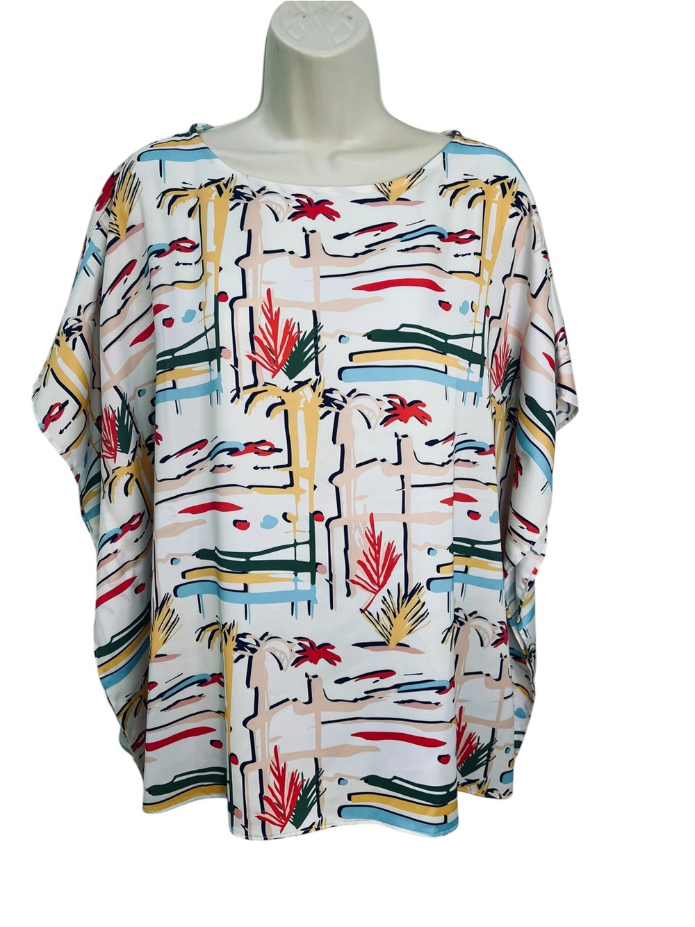 Crosby by Mollie Burch Multicolor Brushstroke Palm Beach Blouse Oversized